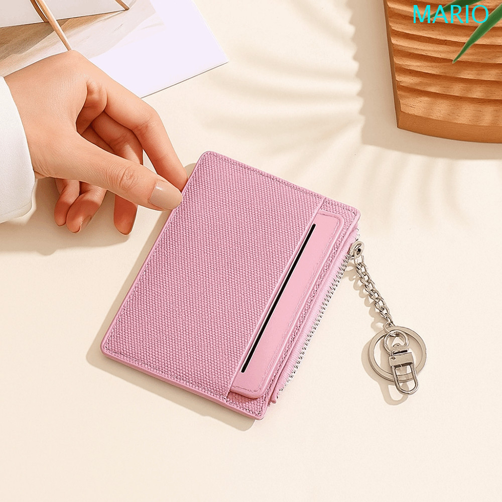 MARIO Womens Short Wallet, with Keychain Thin PU Card Holder, Portable Pu Leather Elegant Multi Slot