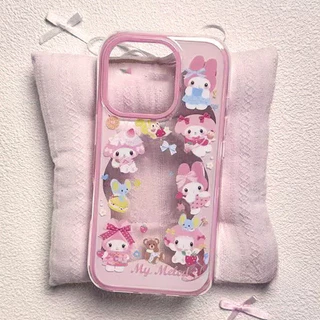โปร่งใส จัดส่งจากประเทศไทย เคส My Melody ชมพู สำหรับ iphone เคสไอโฟน 11 12 13 14 15 16 PLUS PRO MAX X XS MAX XR 7/8PLUS