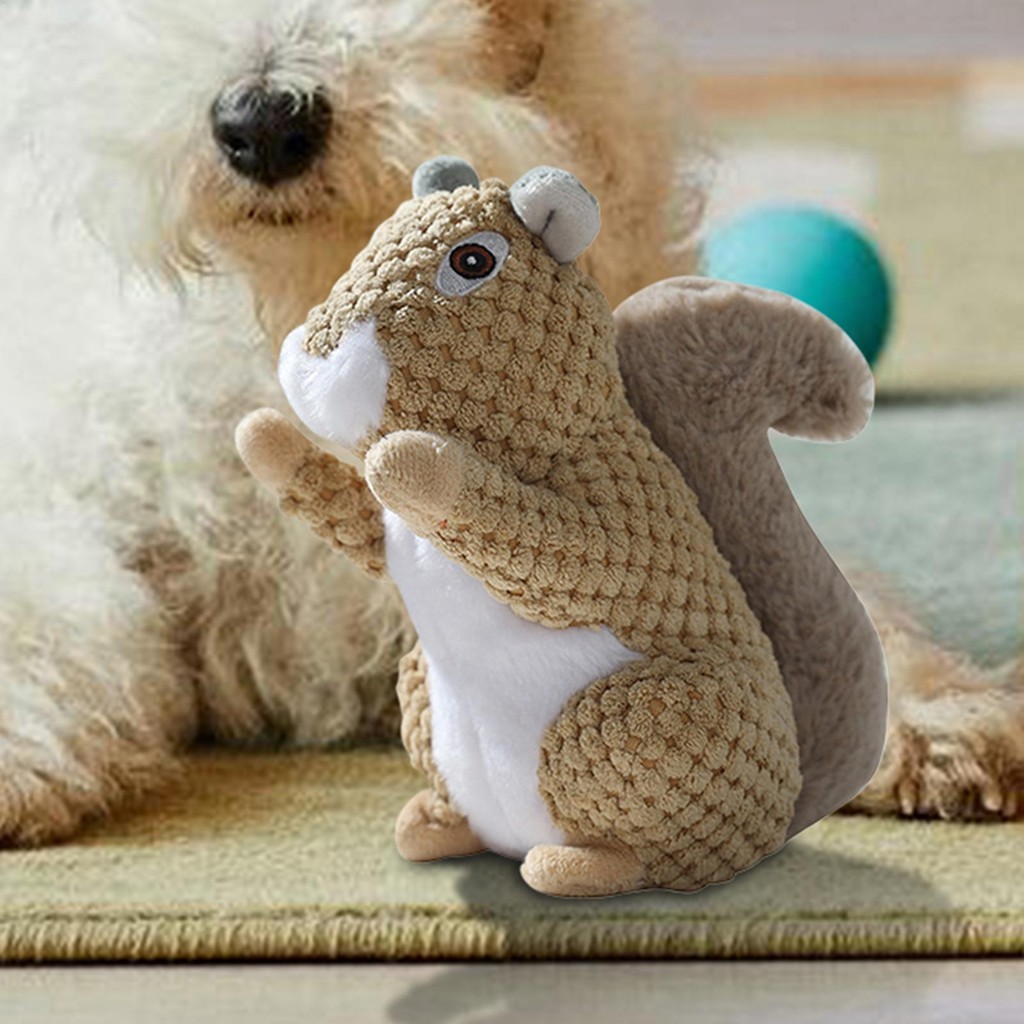 Plush Squirrel Dog Toy Squeaky Plush Dog Toy Teething Dog Cute Squirrel Plush Cute Stuffed Animals C