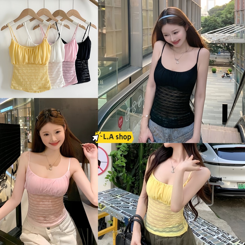 L.A Shop★พร้อมส่ง สายเดี่ยว เสื้อแขนกุด มีฟองน้ำ หลายสี สีพาสเทลน่ารัก"FY3555"
