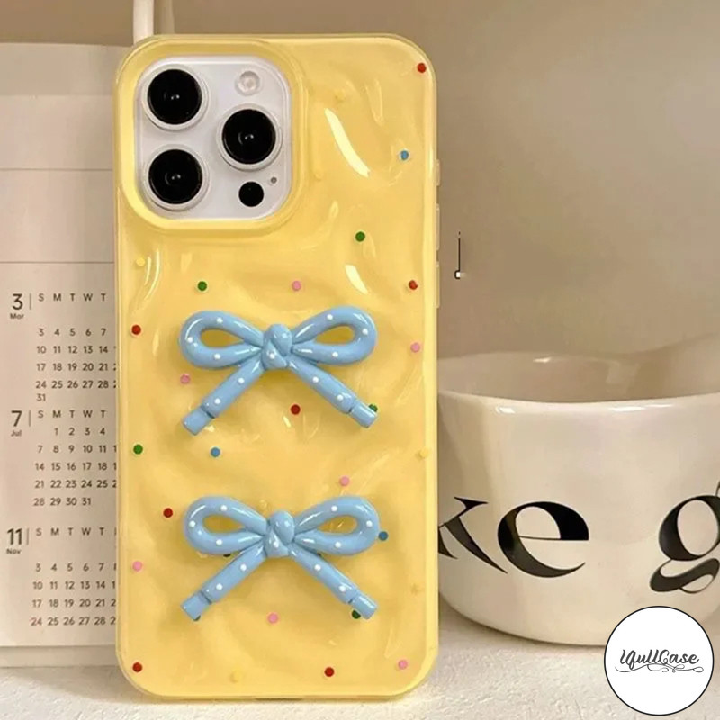 เคสไอโฟน 15 เหมาะสำหรับ IPhone 16 15 11 13 7 12  14 Pro Max XR XS X Max 7 Plus โบว์ลายจุดสีคลื่นน้ำระบาย - รูปที่ 3