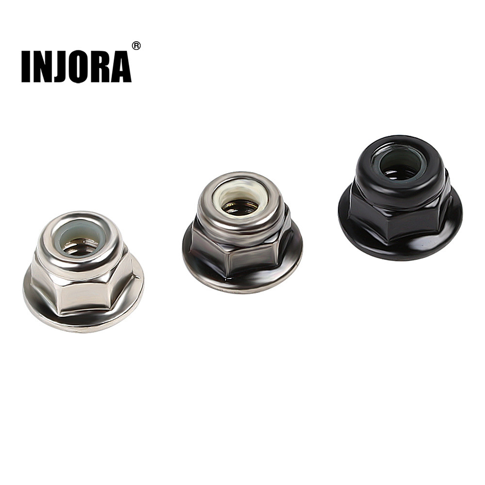 INJORA โลหะ M4 ล็อคล้อถั่วสําหรับ 1/10 RC รถ Crawler Axial SCX10 90046 Capra AXI03007 TRX4 TRX6 Redc