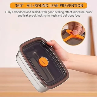 HomeDee ซื้อ1แถม1 กล่องใส่อาหารสแตนเลส พร้อมฝาปิดสนิทแบบสูญญากาศ ป้องกันความชื้นและฝุ่นละออง