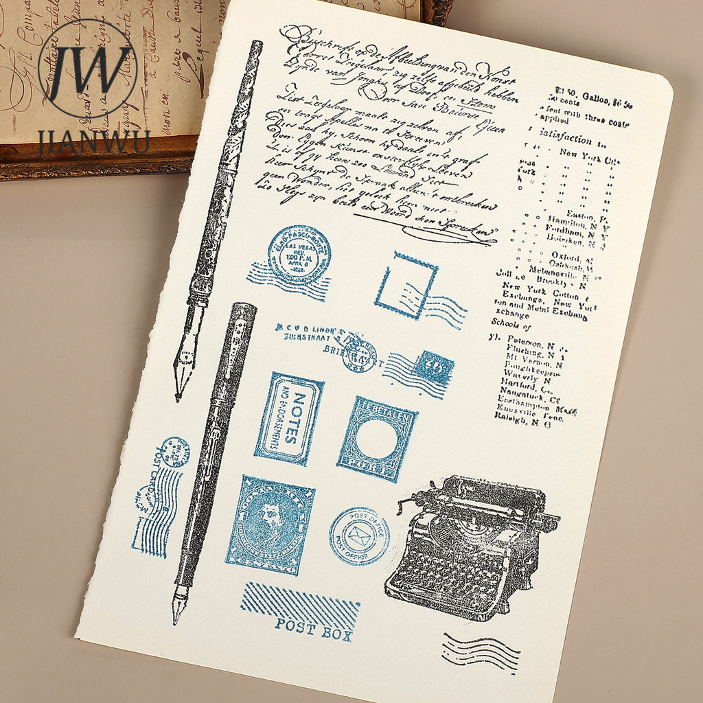 JIANWU Vintage ข้อความภาษาอังกฤษปากกาแสตมป์ภูมิทัศน์วัสดุ Collage โปร่งใสซิลิโคนแสตมป์ Creative DIY Journal เครื่องเขียน - รูปที่ 2