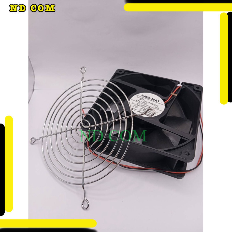 สุดคุ้ม! พัดลม4นิ้วครึ่ง+ตะแกรง NMB-MAT 7 MODEL 4715KL-05W-B50 2สาย 24V=DC 0.65a สินค้าถ่ายจากงานจริ