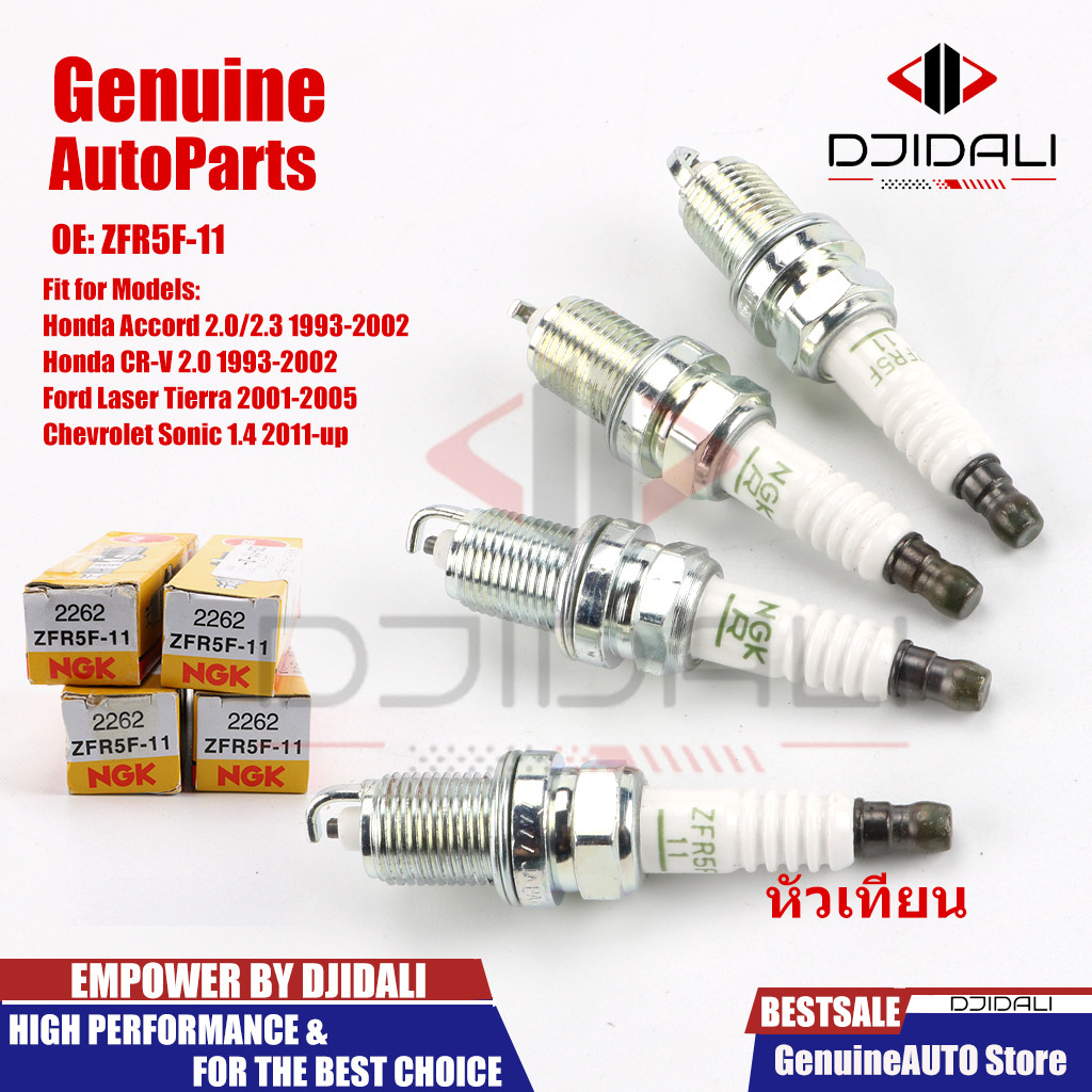 หัวเทียน NGK 4 ชิ้น 2262 ZFR5F-11 สําหรับ Honda Accord / Cr-V / FORD Lynx /Laser Tierra/Mazda MPV/ C