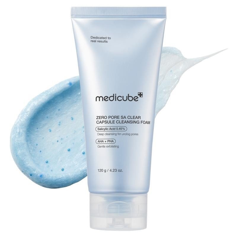 [medicube Official] fodding Clear Blue Capsule Facial Cleanser ผ้าฝ้ายํ ผ้าฝ้ายํ คอเต่า บ. combed นส
