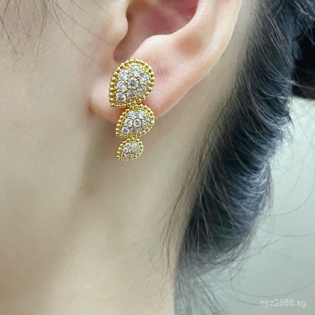 ต่างหู Boucheron Three Water Drop แบบ serpent bohem ชุบทอง พิธีกรรมโรแมนติก ของขวัญวันสำคัญสำหรับแฟน