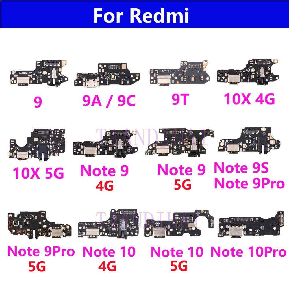 1pcs สําหรับ Xiaomi Redmi หมายเหตุ 9 9A 9C 9T 9 Pro 10 10X 10 Pro 4G 5G USB Charger พอร์ตแจ็ค Dock C