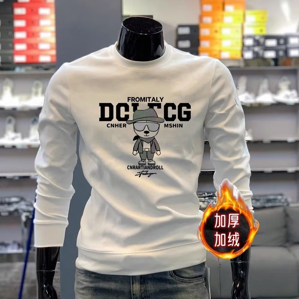 เสื้อแขนยาวทรงหลวม เหมาะสำหรับฤดูใบไม้ร่วงและฤดูหนาว สไตล์เรียบหรูแบบ.streetwear สำหรับผู้ชาย ด้วยคอ