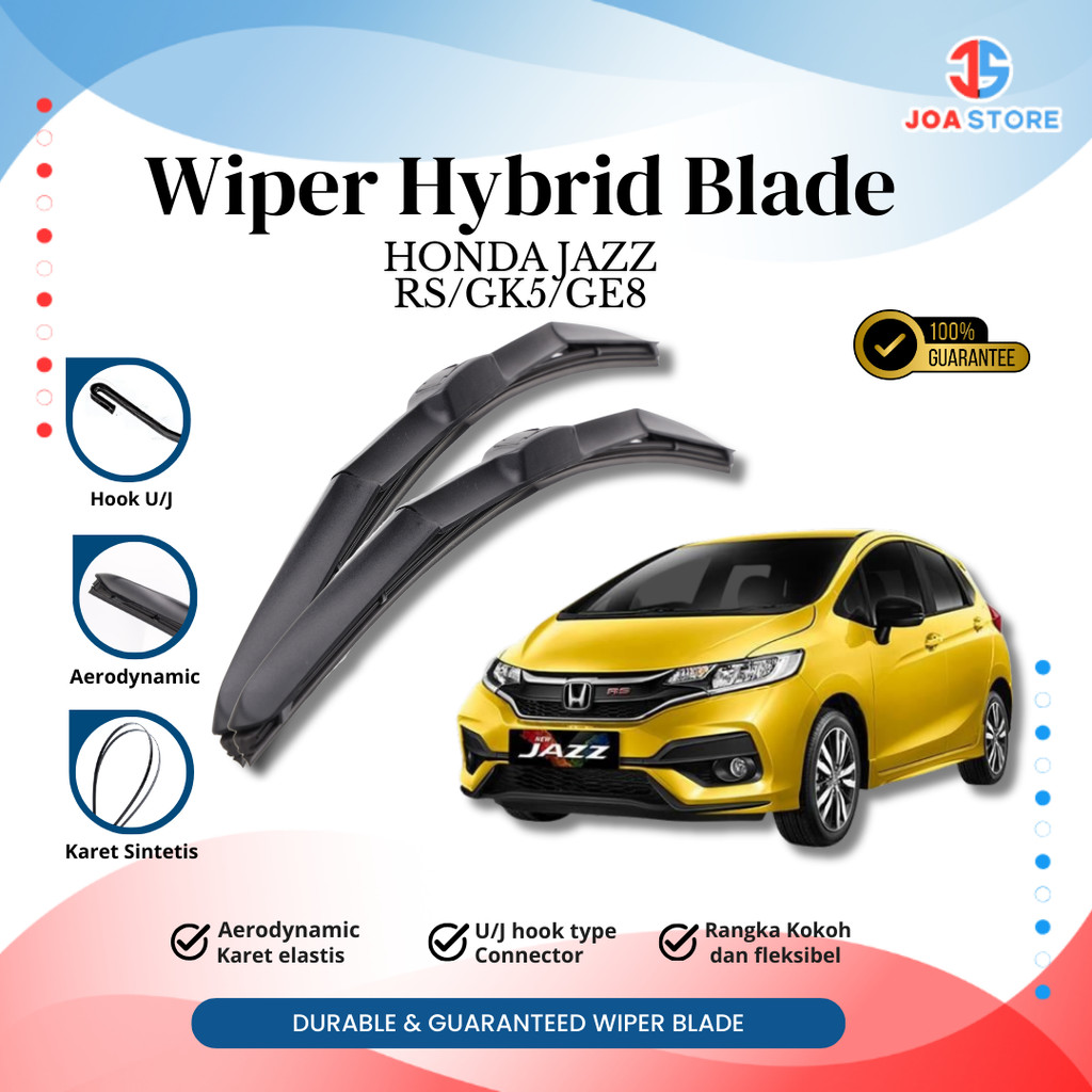 ใบปัดน้ําฝนไฮบริด Honda Jazz RS / GK5 / GE8 2009 - ตอนนี้ (2 ชิ้น) ไร้กรอบซ้ายและขวาโดยไม่มีโครงเหล็