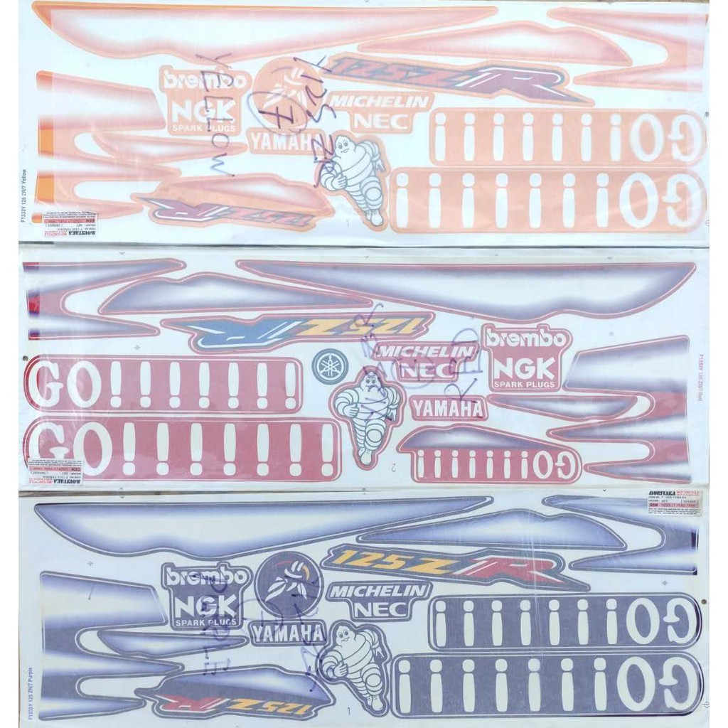 [MORITAKA LAMA] BODY COVER STICKER - Y125Z (7) (แดง / ม่วง / เหลือง)(GOGOGO)(AYAT HITAM)