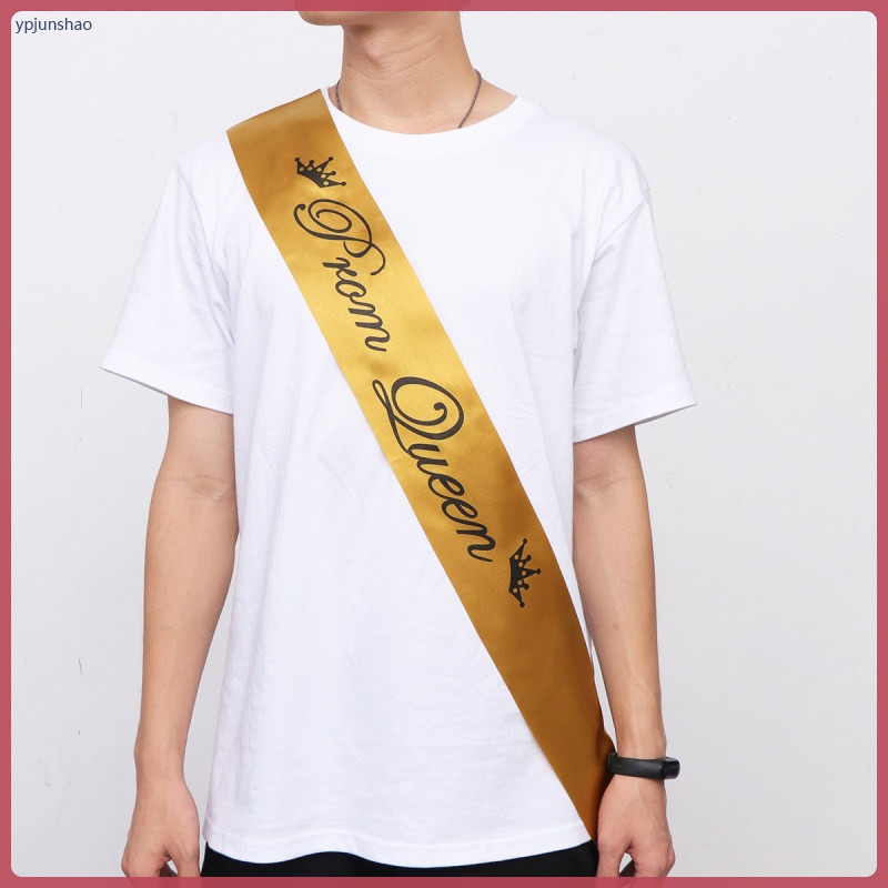 2 ชิ้น Golden Homecoming Party Prom Sashes Queen ตัวอักษรมารยาทไหล่ 80.00X9.50X0.10 ซม.ypjunshao