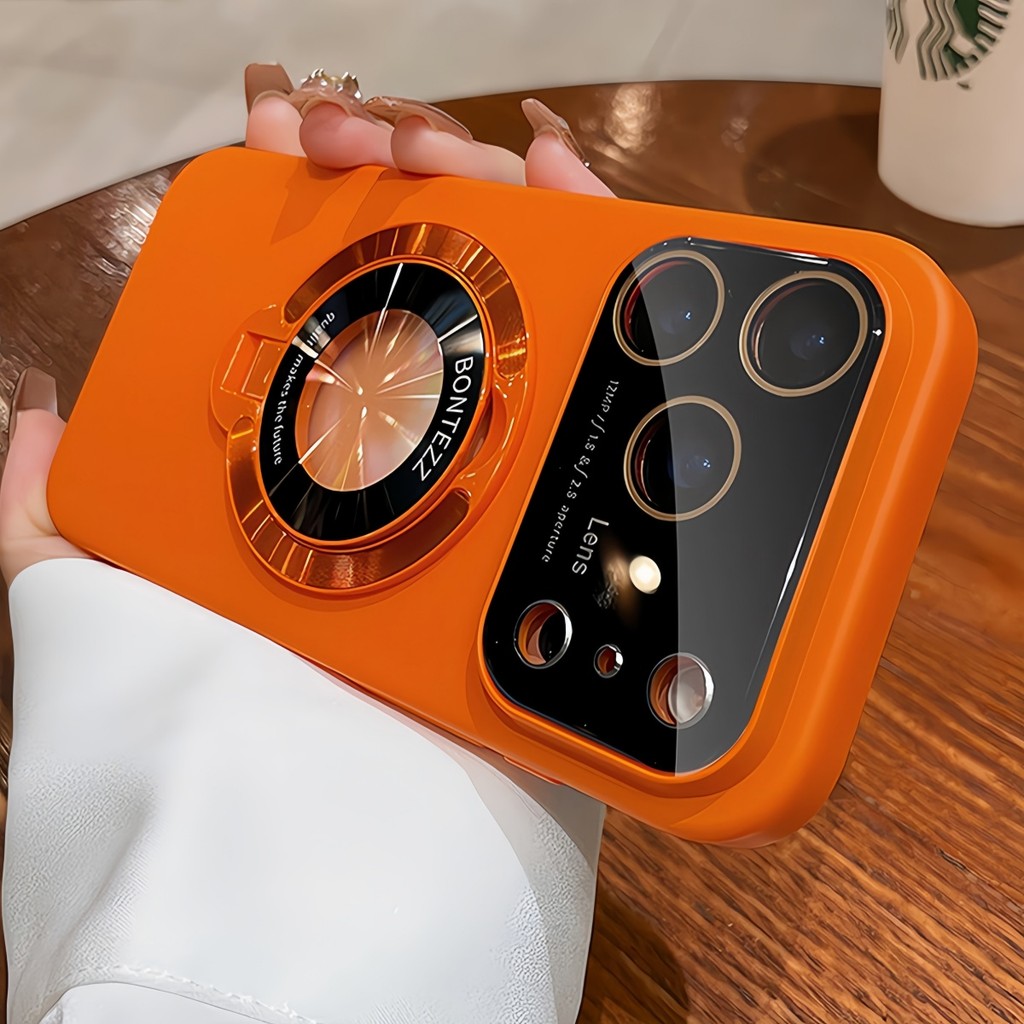 ใหม่ปลอกหรูหรา PC Matte เคสโทรศัพท์พร้อมขาตั้งในตัวกันกระแทก Hard Case สําหรับ iPhone 16 15 14 13 12 11 Pro Max 16plus 15plus เลนส์ป้องกันกรณีฝาครอบขาตั้ง