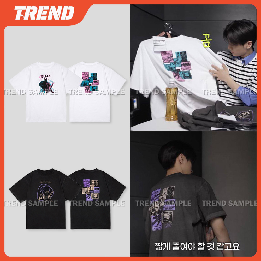 KPOP 2025 ENHYPEN JAYS FAMILY Merch ผ้าฝ้ายเสื้อยืด Unisex Vintage แฟชั่นหลวมพิมพ์แขนสั้นด้านบน Plus ขนาด Street เสื้อลําลอง Tee