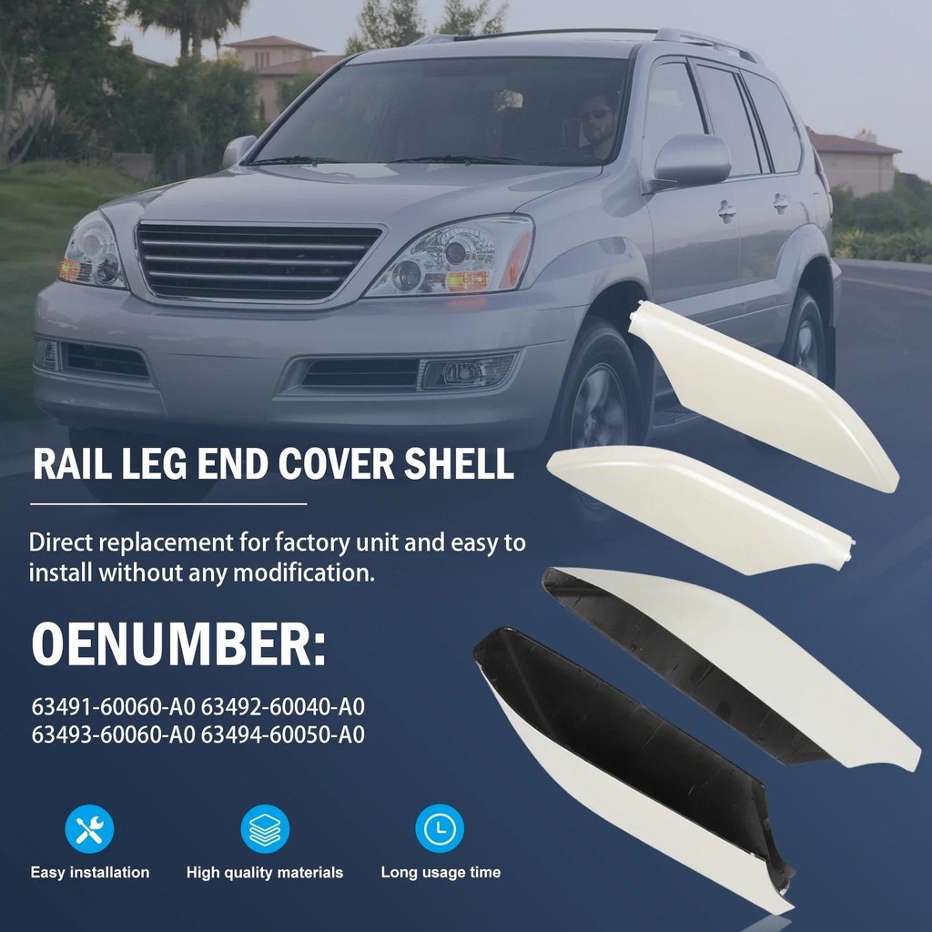 4PCS ABS แร็คหลังคา Rail Cap ฝาครอบป้องกัน 63491-60060-A0 63492-600 สําหรับ Lexus GX470 Toyota Land 