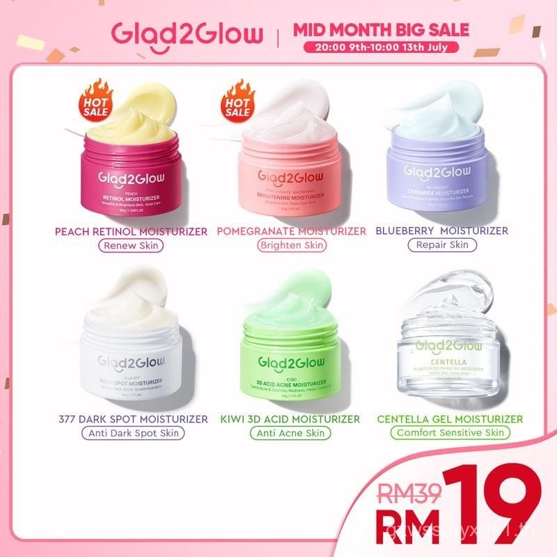 Glad2Glow Facial Moisturizer-Brightening Moisturizer 30g /Peach Retinol Moisturizer 30g Renew Skin A