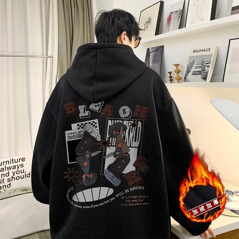 COD 2025R162 Huamian Beibei Fleece Hooded 350g P27 Black White Apricot Color M-3XL new23 Q3JO