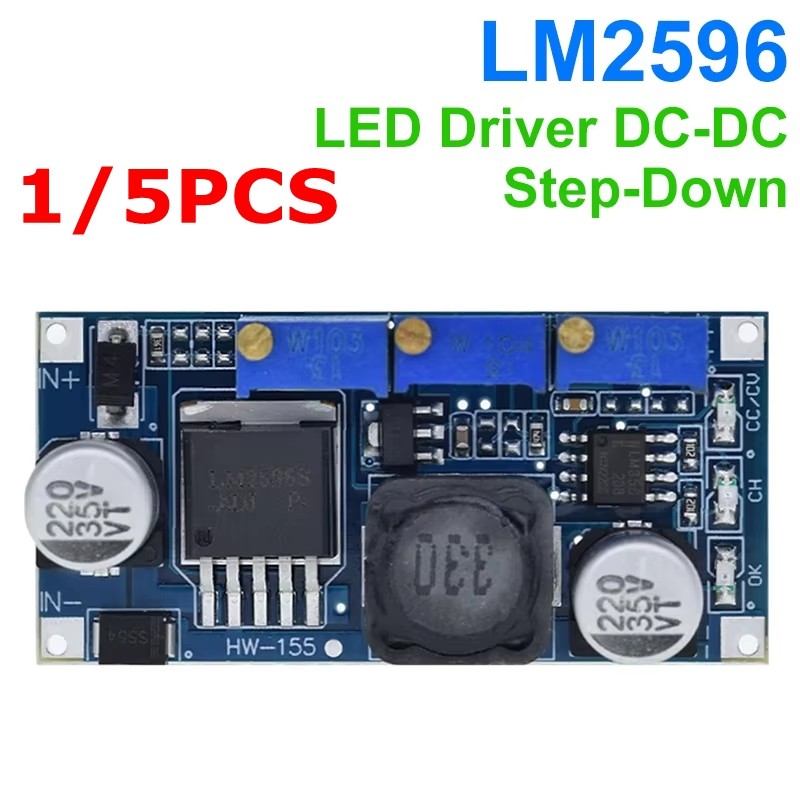1/5PCS LM2596 LED Driver DC-DC Step-down ปรับ CC/CV โมดูลแหล่งจ่ายไฟแบตเตอรี่ Charger ปรับ LM2596S ค