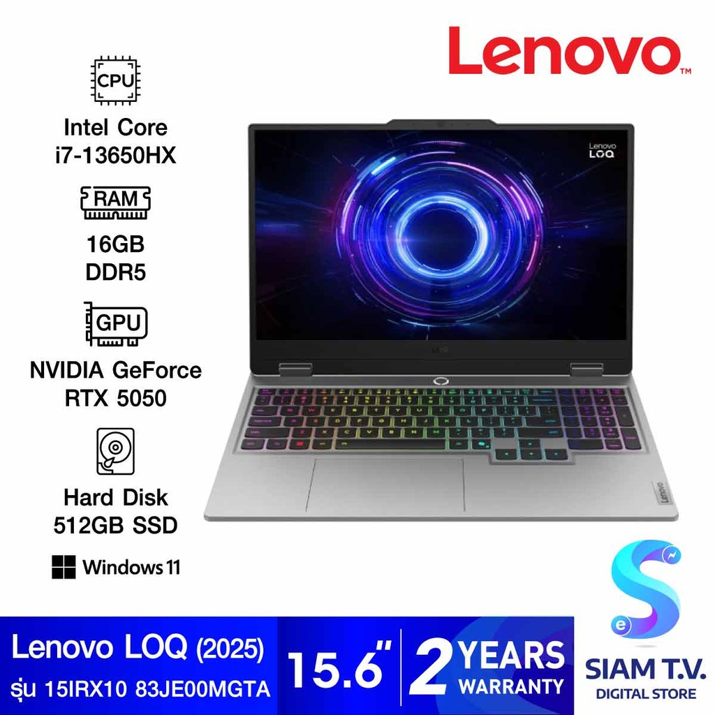 NOTEBOOK (โน้ตบุ๊ค) LENOVO LOQ 15IRX10 83JE00MGTA (LUNA GREY) โดย สยามทีวี by Siam T.V.