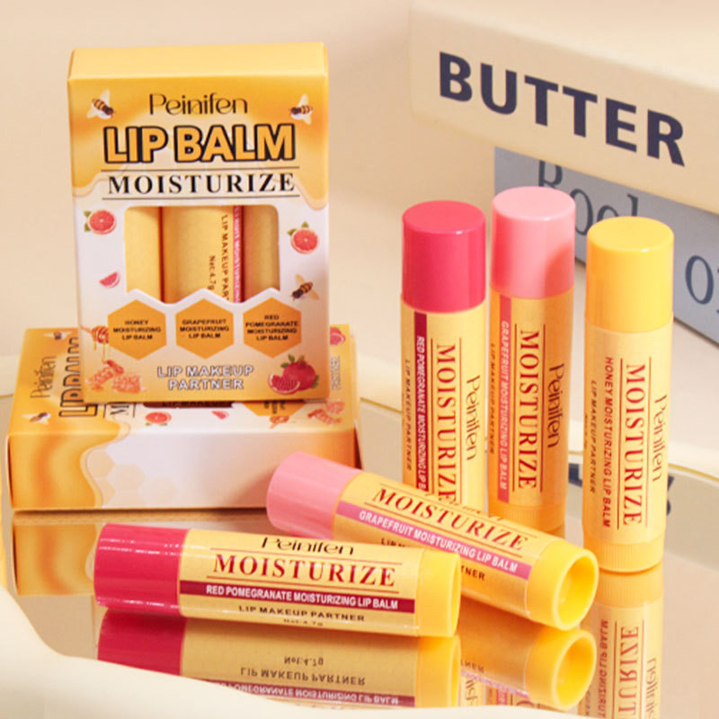Moisturizing Care Lip Balm Set Three Pack Fruit Color-changing Lip Balm Cosmetics Readystock928