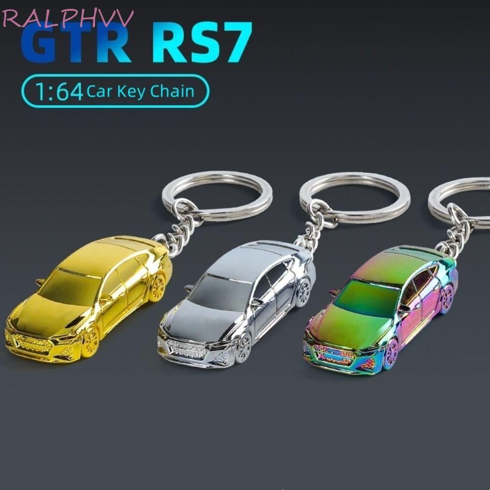 RALPHV RS7 พวงกุญแจรถ, 1:64 Scale Electroplated GTR-R34 พวงกุญแจ,แฟชั่นเครื่องประดับของขวัญจําลองวัส