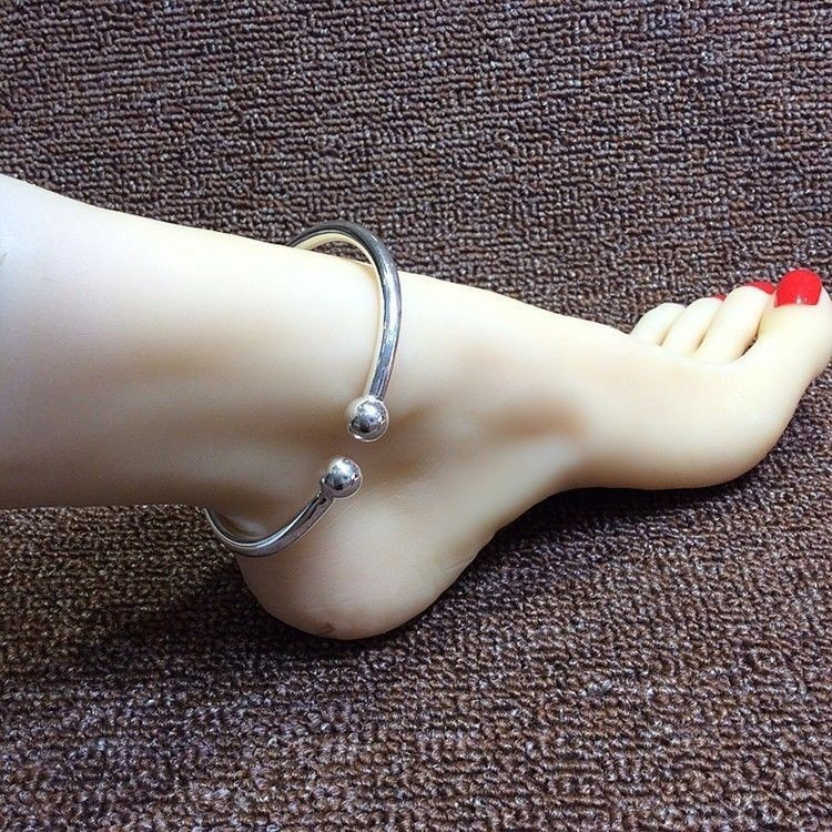 Oriental Premium#In Stock Solid Silver Open Anklet Ethnic Style Hanging Bell Zodiac Sign Birth Year 