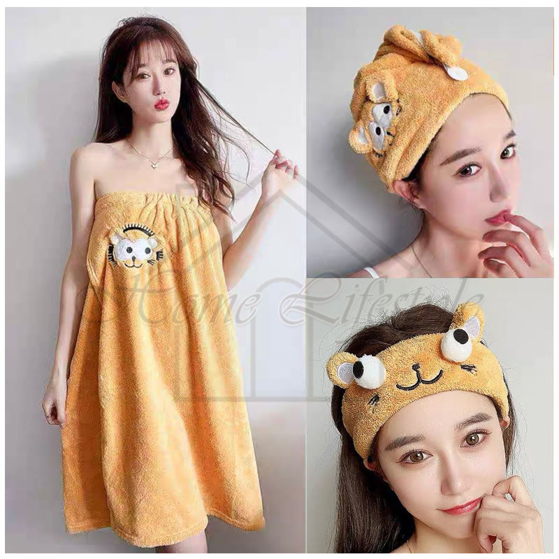 GERUSANBUPLAS KIMONO TOWEL BANDANA AND SHAMPOO TOWEL SET 3 IN 1 / ชุดผ้าเช็ดตัว MICROFIBER JRW0167