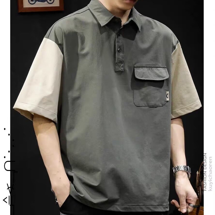 2025 NEW Summer 2025 Trendy American Style 2025 Polo Shirt Men's Short Sleeve T-Shirt Large Size Cool New Turn-Down Collar Half Sleeve Polo Shirt new23 DEQ8