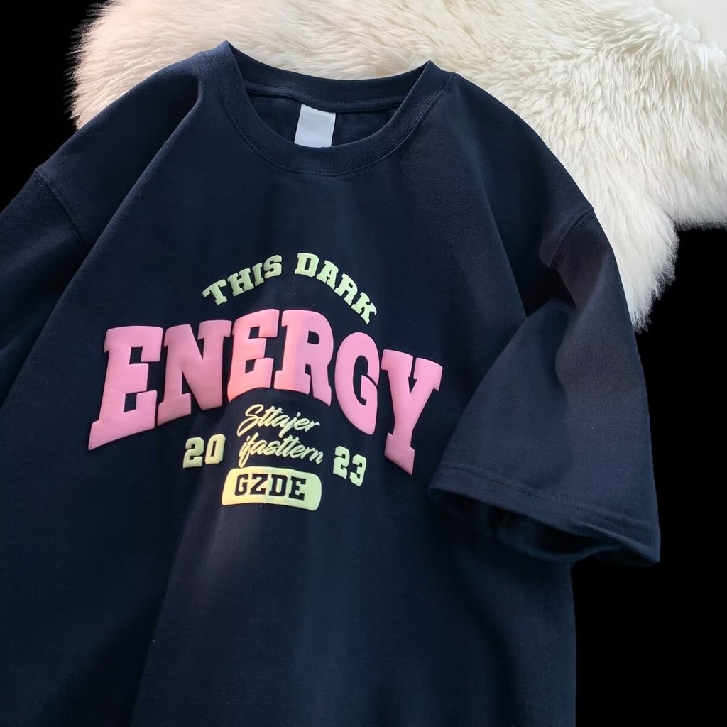 2025 NEW Summer New Round Neck Lazy Harajuku Print T-Shirt for Men Youth Fashion Trendy Brand Short 