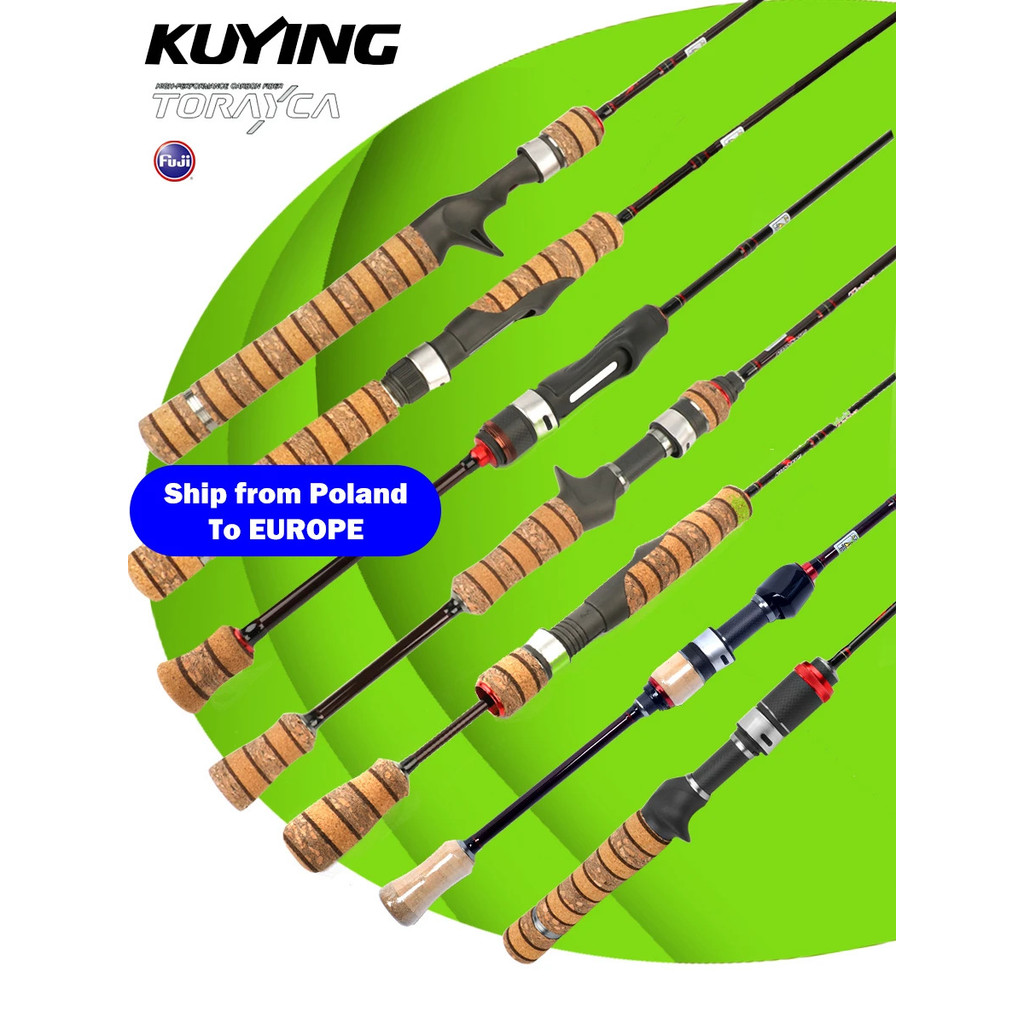 เบ็ดตกปลาคาร์บอน Kuying Teton แบบ spinning และ casting มีน้ำหนักเบามาก ใช้งานได้ดีกับล่อที่มีน้ำหนัก