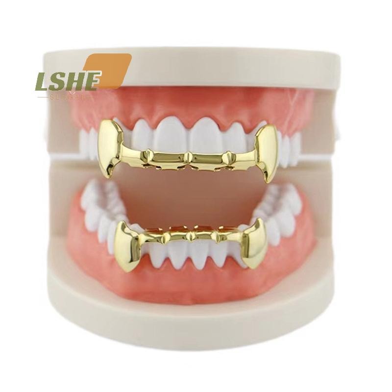 [LSHE] 1/2PCS Gold-Plated Tiger Tooth Hip-Hop สําหรับผู้ชายและผู้หญิงเหมาะสําหรับ Vampire Fangs อุปก