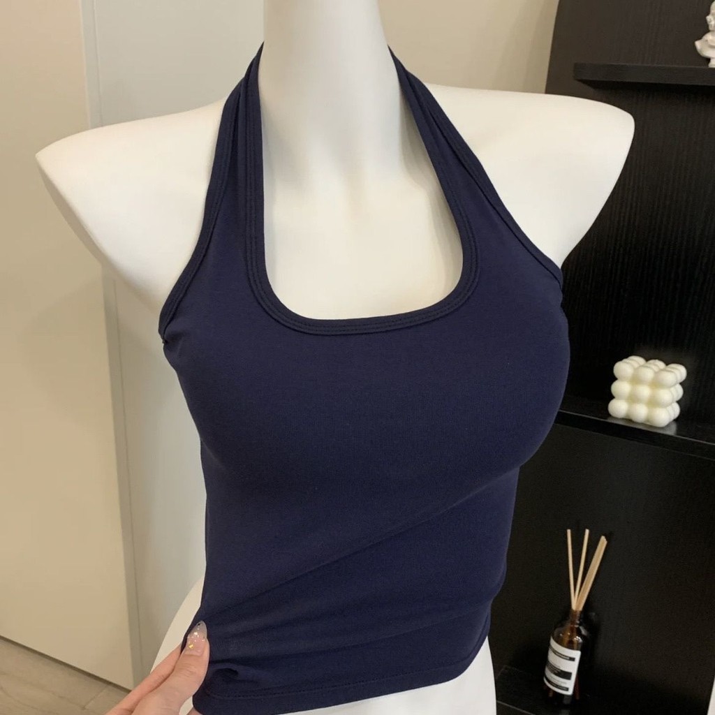 เครื่องเทศบริสุทธิ์สาวทิเบตสีฟ้า U-คอ Halter Camisole เครื่องเทศบริสุทธิ์สาวทิเบตสีฟ้า U-คอ Halter C