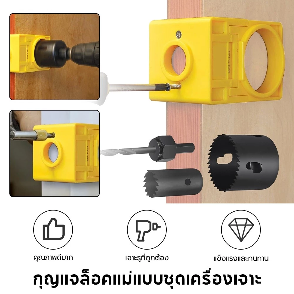 【Koler】ชุดเครื่องมือเจาะ รูลูกบิดประตู แบบเหล็กคาร์บอน ชุดติดตั้งประตู ชุดเจาะลูกบิดประตู Hole Saw ชุดติดตั้งลูกบิดประตู