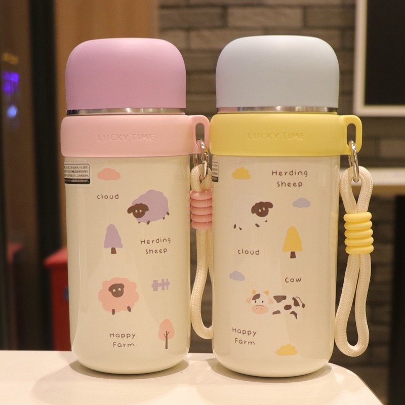 Creative Happy Ranch Thermos Cup Tea Water Separation with Filter Tea Cup Male Female Students Schoo