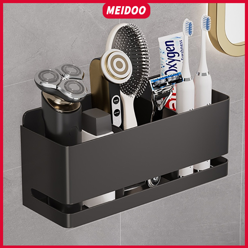 MEIDOO ชั้นเก็บของในห้องน้ำ, ที่ใส่แปรงสีฟัน, ชั้นวางเครื่องสำอาง, กล่องเก็บของติดผนัง