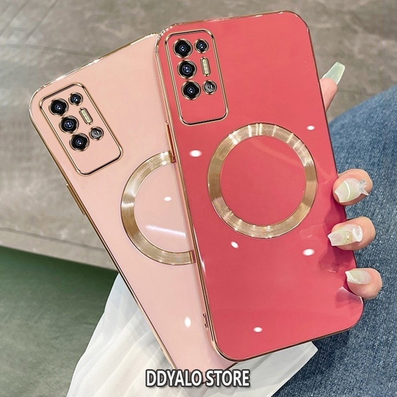 ปลอกสําหรับ Tecno Pova 2 กรณี Electroplated ซิลิโคน TPU เคสโทรศัพท์พร้อมแม่เหล็กเรียบง่ายดูดนุ่มกรณีชุบ Squaer ขอบฝาครอบ