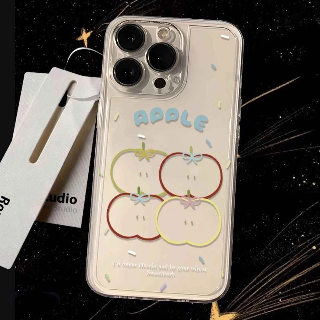 SOFT CASING CLEAR PREMIUM CLEAR CLEAR SILICON เข้ากันได้สําหรับ IPHONE SWEET APPLE MOTIF