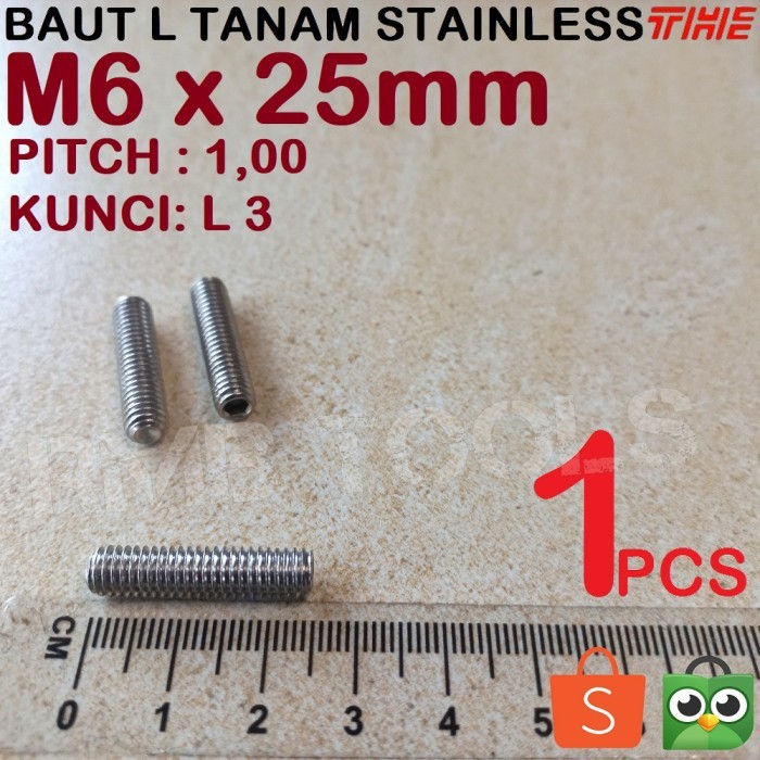 M6x25 Bolt L ชุดฝัง M6 สแตนเลส 304 เกรด A2-70 Pitch 1.00