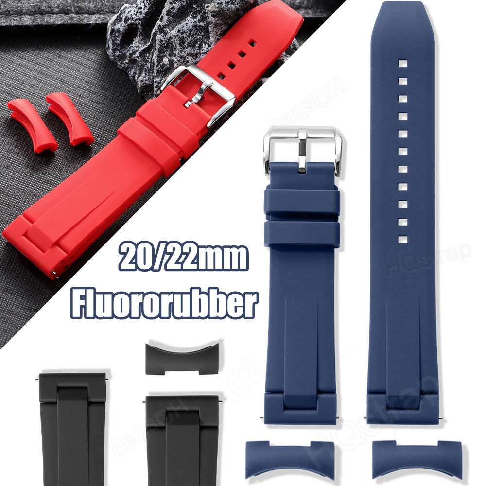 ส่วนโค้ง จบ แบน ฟลูออโรยาง สายนาฬิกา 20 มม. 22 มม. นาฬิกาสําหรับผู้ชายผู้หญิงสาย