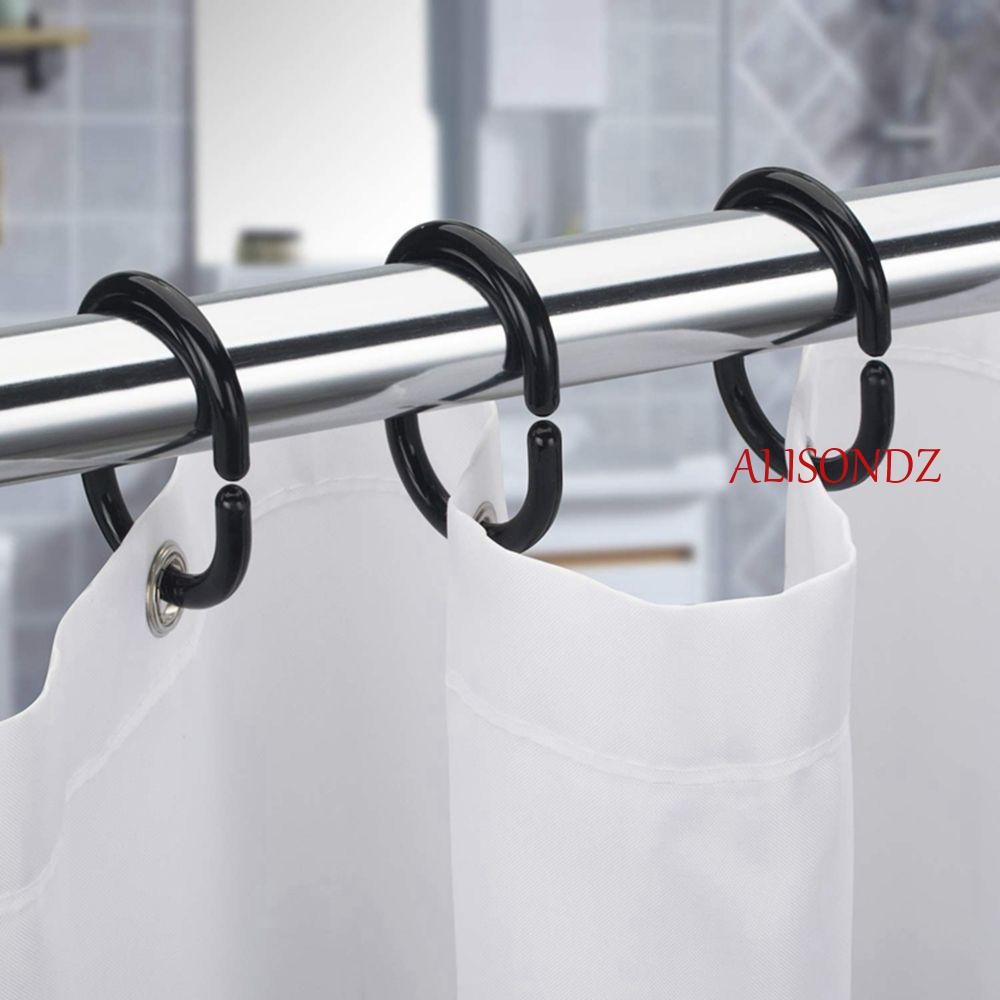 ALISONDZ ผ้าม่านแหวน Bendable สีขาว/สีดําอุปกรณ์ห้องน้ําสําหรับห้องนั่งเล่นห้องน้ําเปลี่ยนคลิปห่วง