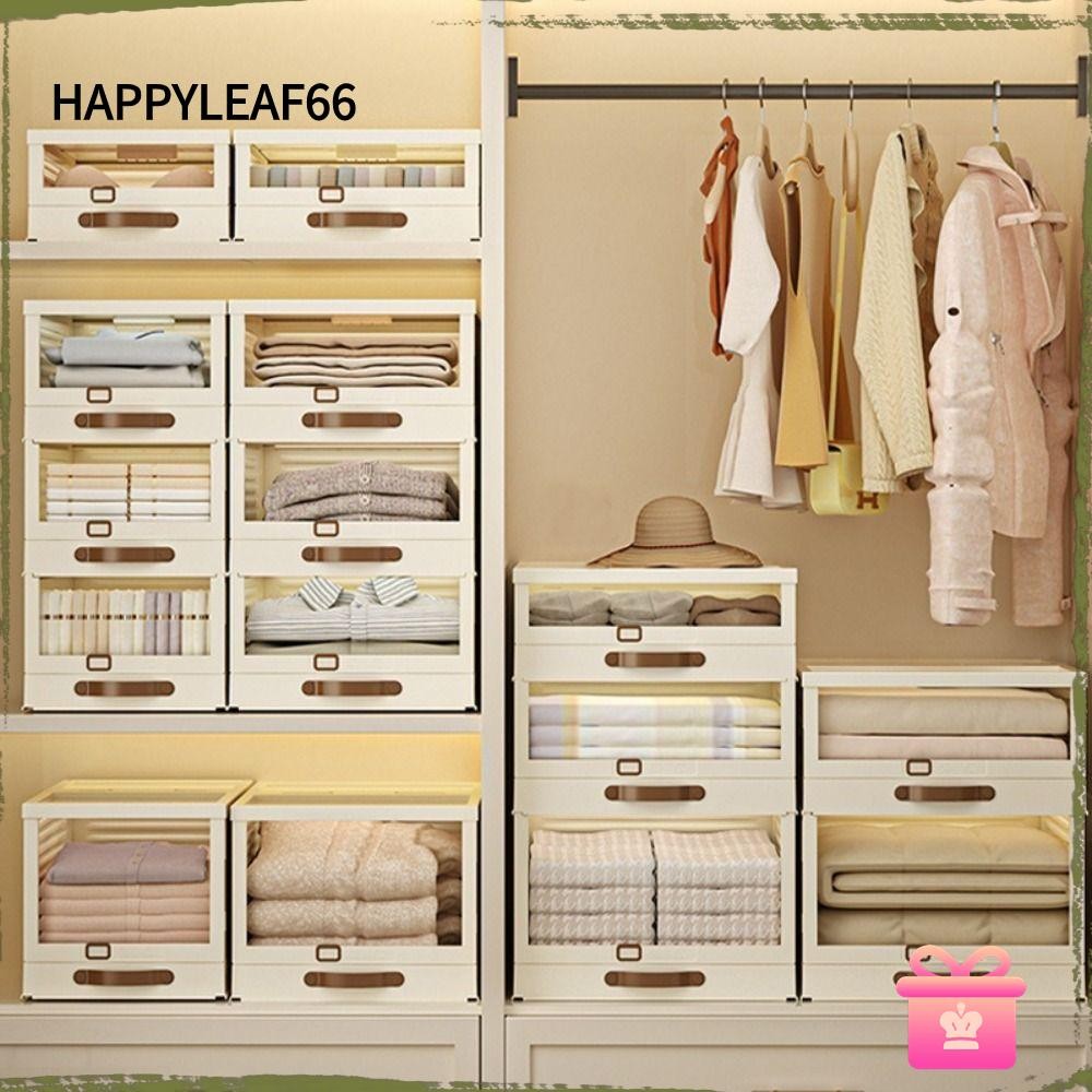 HAPPYLEAF66 กล่องเก็บของ,ดึงลิ้นชักพลาสติก,ครัวเรือนพับพร้อมที่จับStackable Kitchen Organizers Deskt