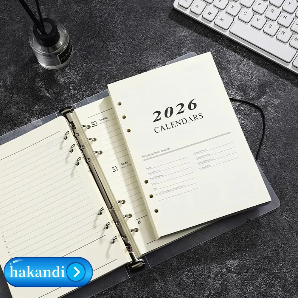 โน๊ตบุ๊ค CANICE A5, แผ่น Perforated Refill Page Binder หน้าด้านใน, Loose Leaf Daily Planner 365 วัน 