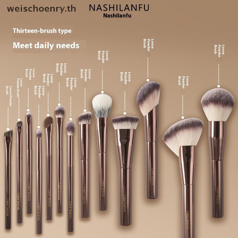 WW แปรงแต่งหน้าแป้ง Foundation คอนซีลเลอร์ Blush Bronzer อายแชโดว์ Eyebrow Eyeliner Sculpting แปรง T