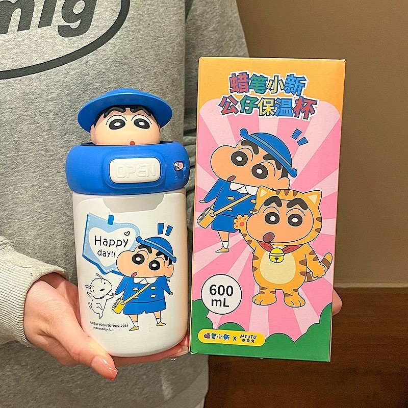 BOYX Crayon Shin-Chan เด็กฉนวนกันความร้อนถ้วยน้ํามูลค่าสูงตุ๊กตาการ์ตูนนักเรียน Ice Master Cup 316 ถ้วยเก็บความร้อนสแตนเลส
