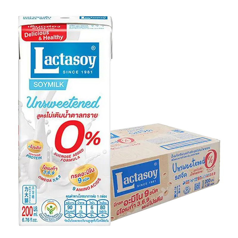 แลคตาซอย นมถั่วเหลือง ยูเอชที รสจืด 200 มล. x 36 (LACTASOY Soy Milk UHT Unsweetened 200 ml x 36)