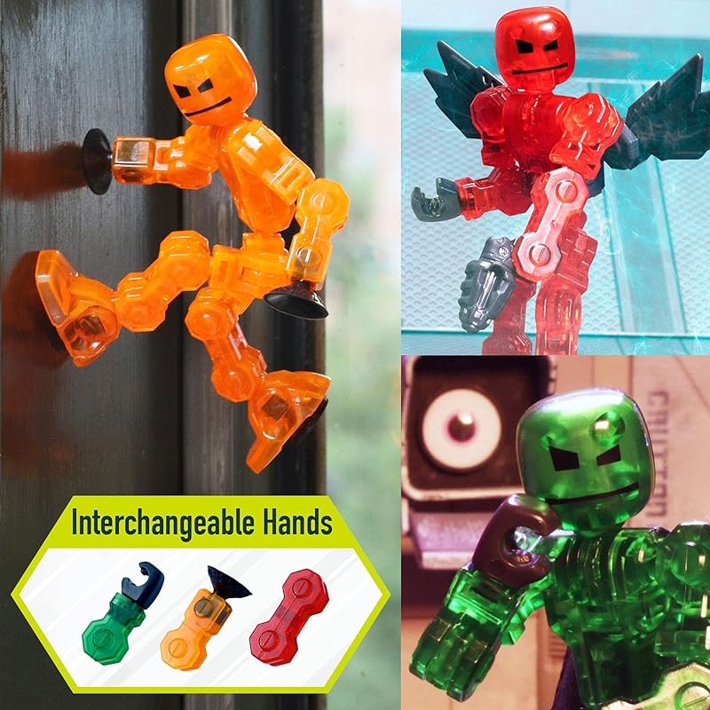 ของเล่น Zing Klikbot Series 3, 4 Pack Poseable Action Figures โปร่งแสงพร้อมอาวุธ, หยุด Motion Animation Kit สําหรับเด็ก 6+, ชุดสะสม Guardians