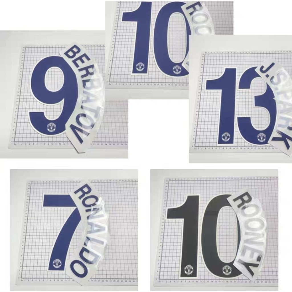 รวมเซตชื่อเบอร์กำมะหยี่ Player size Man U Uefa 2007-11 RONALDO 7 BERBATOV 9 ROONEY 10 J.S.PARK 13