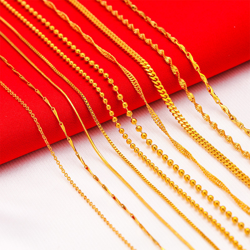 Hot Sale#Vietnam Sand Gold Plated Necklace Women's Necklace Water Wave Necklace Snake Bone Necklace 