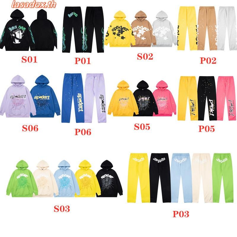 Sp5der 5555 เสื้อกันหนาวลําลอง มีฮู้ด ผ้าฝ้ายแท้ พิมพ์ลายโฟม ทรงหลวม สําหรับผู้ชาย และผู้หญิง